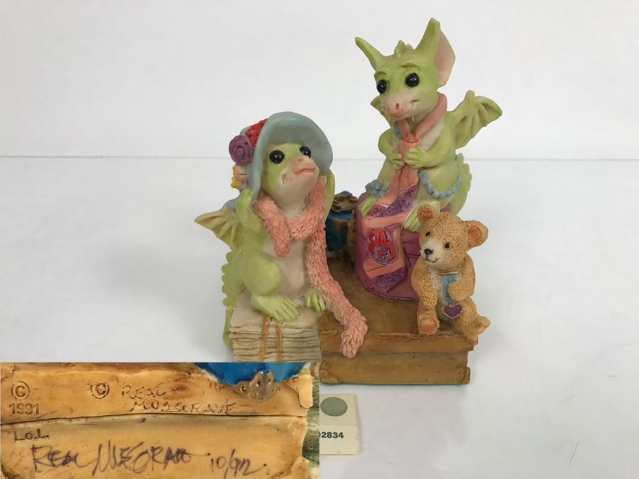 Hand Signed By Real Musgrave Pocket Dragon Figurine 10/92 - Whimsical World Of Pocket Dragons - Dragons In The Attic - 1991 LOL [MV $140-$160 Unsigned]