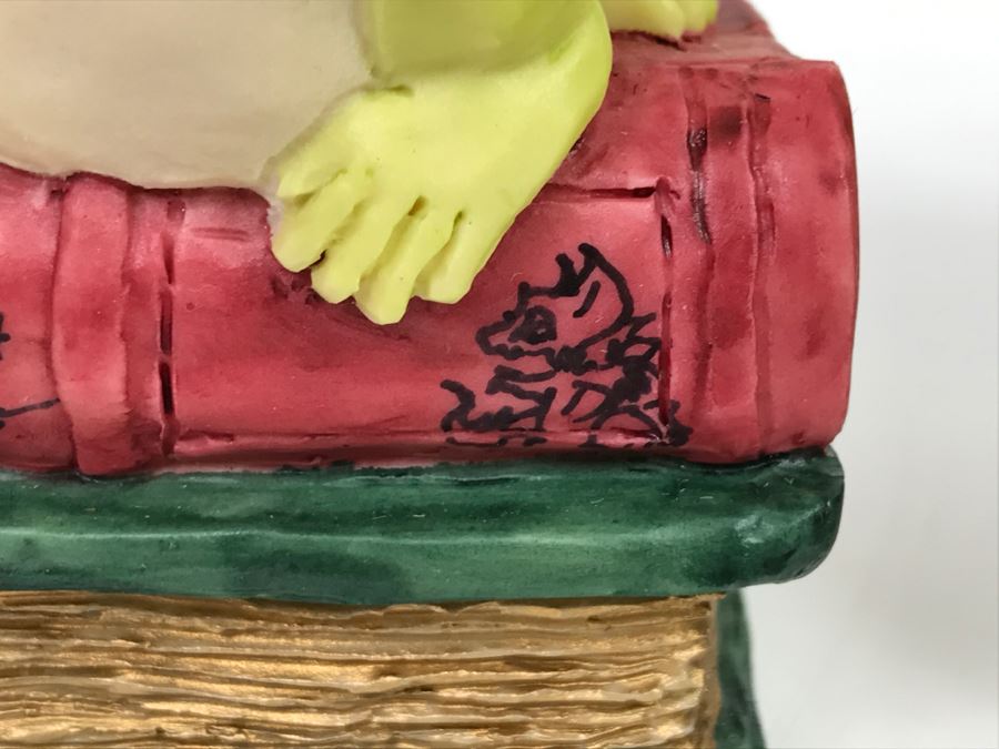 Both Bookends Hand Signed By Real Musgrave Pocket Dragon Figurine 1/94 - Whimsical World Of Pocket Dragons - The Book Ends - 1993 Real Musgrave, CWS, LOL Limited - Hand Made in UK [MV $125-$160 Unsigned] [Photo 6]