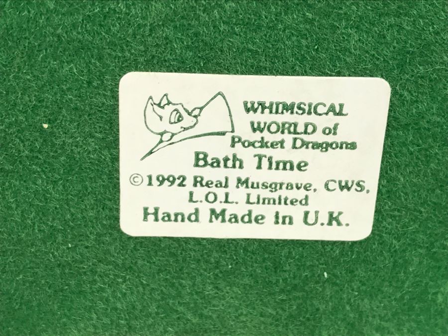 Hand Signed By Real Musgrave Pocket Dragon Figurine 1/94 - Whimsical World Of Pocket Dragons - Bath Time - 1992 Real Musgrave, CWS, LOL Limited - Hand Made in UK [MV $150-$200 Unsigned] [Photo 16]