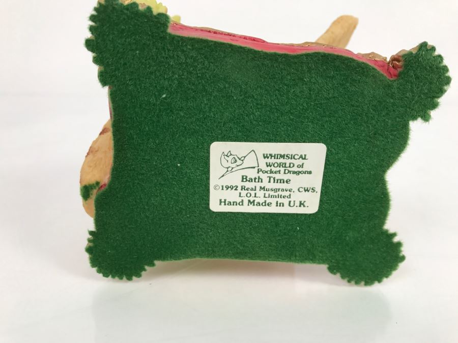 Hand Signed By Real Musgrave Pocket Dragon Figurine 1/94 - Whimsical World Of Pocket Dragons - Bath Time - 1992 Real Musgrave, CWS, LOL Limited - Hand Made in UK [MV $150-$200 Unsigned] [Photo 15]