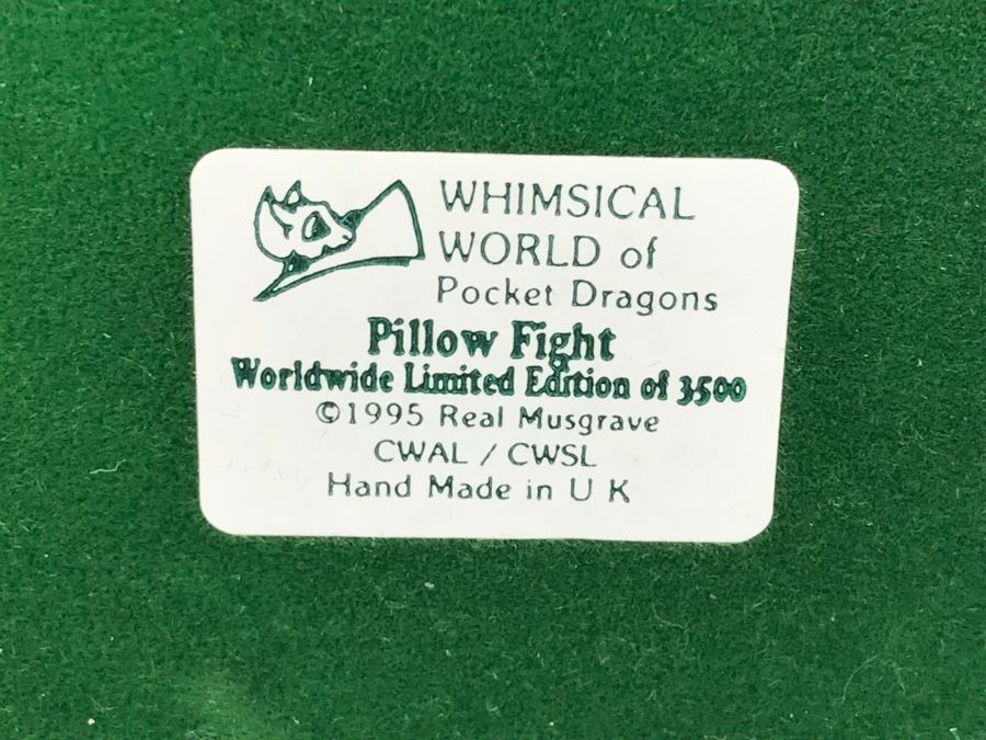 Whimsical World Of Pocket Dragons - Pillow Fight - Worldwide Limited Edition 1053 of 3500 - 1995 Real Musgrave, CWAL/CWSL - Hand Made in UK [MV $350-$400] [Photo 16]