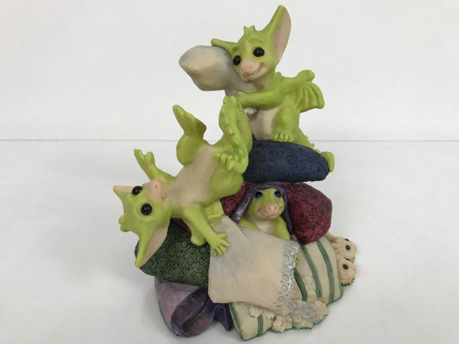 Whimsical World Of Pocket Dragons - Pillow Fight - Worldwide Limited Edition 1053 of 3500 - 1995 Real Musgrave, CWAL/CWSL - Hand Made in UK [MV $350-$400] [Photo 3]