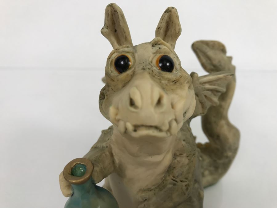 Hand Signed By Real Musgrave Pocket Dragon Figurine 1/94 - Whimsical World Of Pocket Dragons - Toady Goldtrayler - 1989 - Lilliput Lane Land Of Legend Limited - Hand Made in UK [MV $170-$225 Unsigned] [Photo 6]
