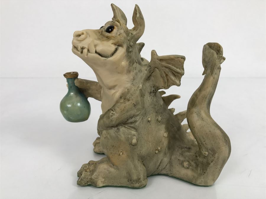 Hand Signed By Real Musgrave Pocket Dragon Figurine 1/94 - Whimsical World Of Pocket Dragons - Toady Goldtrayler - 1989 - Lilliput Lane Land Of Legend Limited - Hand Made in UK [MV $170-$225 Unsigned] [Photo 14]