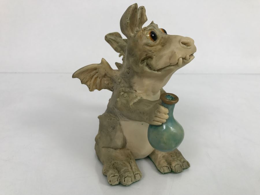 Hand Signed By Real Musgrave Pocket Dragon Figurine 1/94 - Whimsical World Of Pocket Dragons - Toady Goldtrayler - 1989 - Lilliput Lane Land Of Legend Limited - Hand Made in UK [MV $170-$225 Unsigned] [Photo 7]