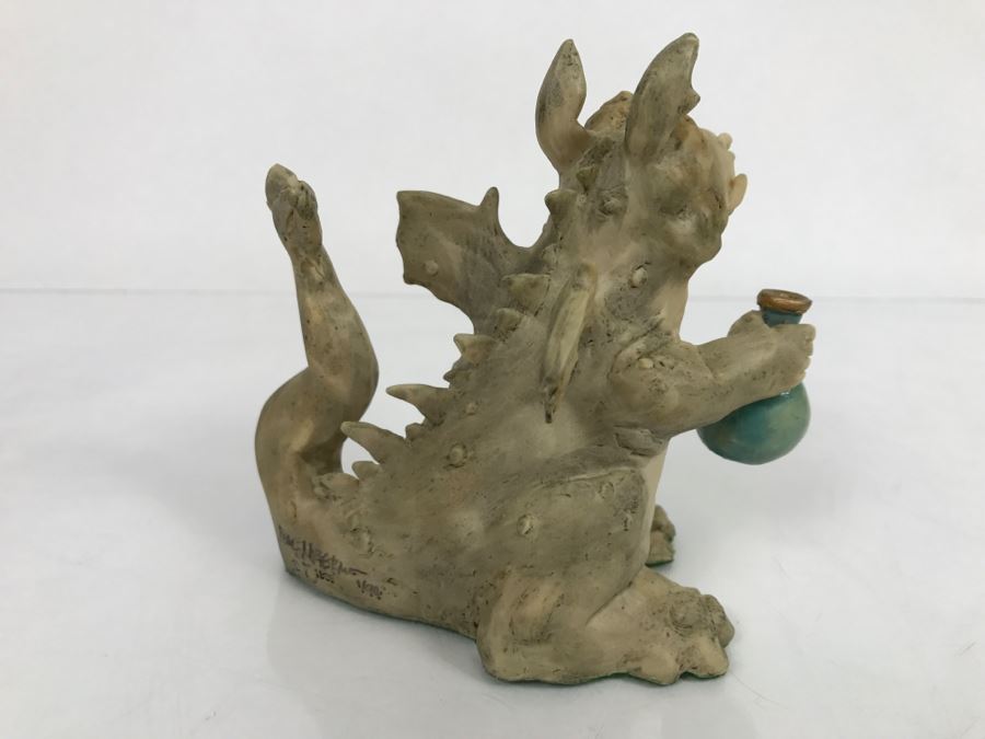 Hand Signed By Real Musgrave Pocket Dragon Figurine 1/94 - Whimsical World Of Pocket Dragons - Toady Goldtrayler - 1989 - Lilliput Lane Land Of Legend Limited - Hand Made in UK [MV $170-$225 Unsigned] [Photo 9]