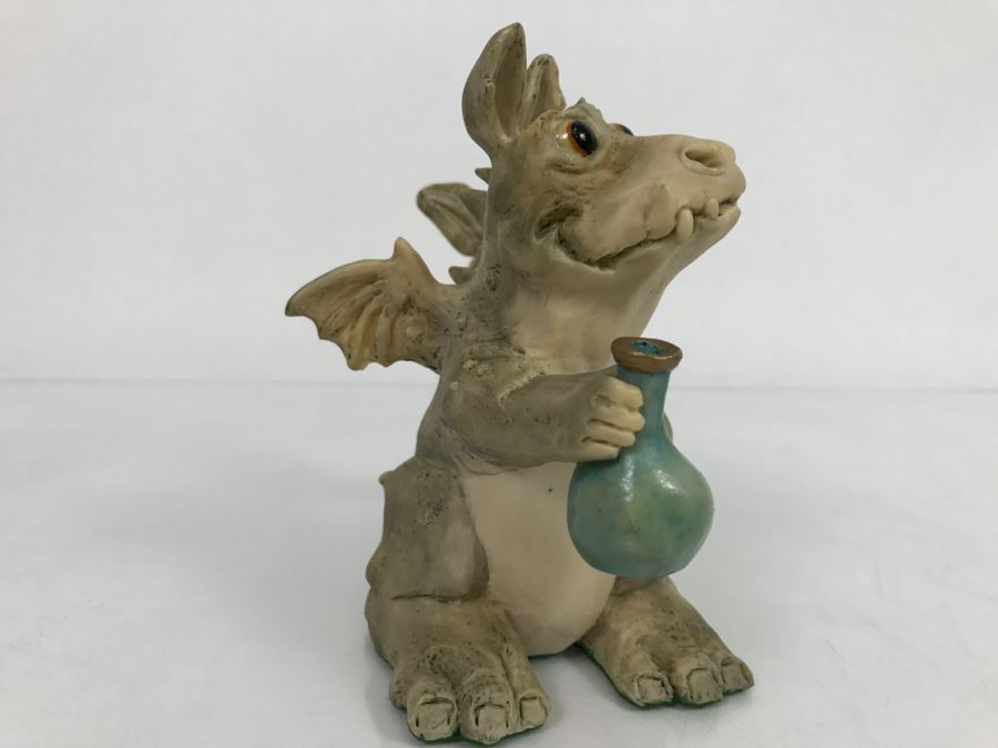 Hand Signed By Real Musgrave Pocket Dragon Figurine 1/94 - Whimsical World Of Pocket Dragons - Toady Goldtrayler - 1989 - Lilliput Lane Land Of Legend Limited - Hand Made in UK [MV $170-$225 Unsigned] [Photo 8]