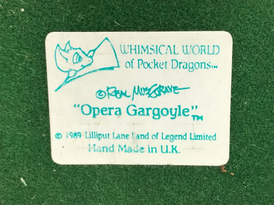 Hand Signed By Real Musgrave Pocket Dragon Figurine 4/91 - Whimsical World Of Pocket Dragons - Opera Gargoyle  - 1989 - Lilliput Lane Land Of Legend Limited - Hand Made in UK [MV $350-$400 Unsigned] [Photo 14]