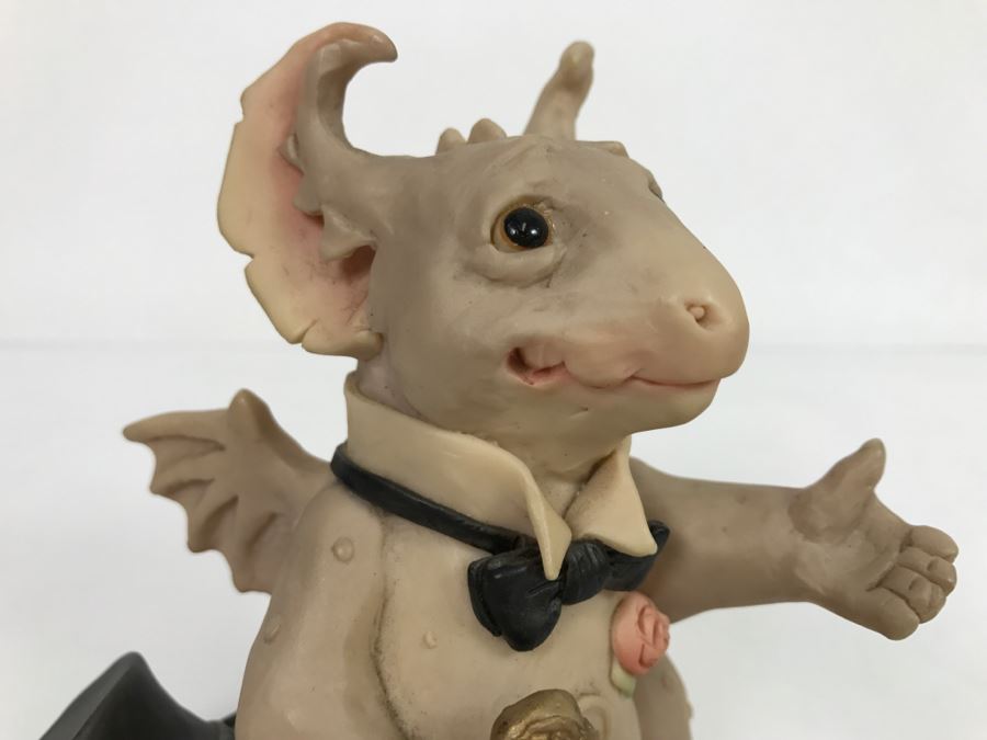 Hand Signed By Real Musgrave Pocket Dragon Figurine 4/91 - Whimsical World Of Pocket Dragons - Opera Gargoyle  - 1989 - Lilliput Lane Land Of Legend Limited - Hand Made in UK [MV $350-$400 Unsigned] [Photo 11]