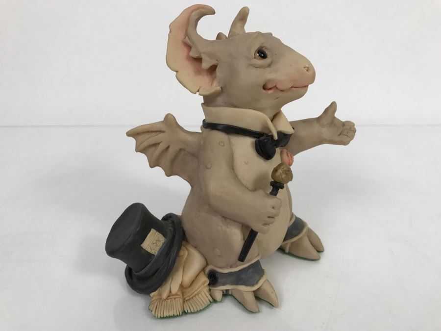 Hand Signed By Real Musgrave Pocket Dragon Figurine 4/91 - Whimsical World Of Pocket Dragons - Opera Gargoyle  - 1989 - Lilliput Lane Land Of Legend Limited - Hand Made in UK [MV $350-$400 Unsigned] [Photo 4]
