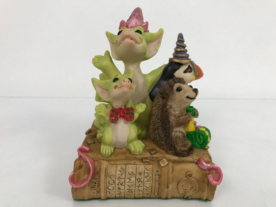 Whimsical World Of Pocket Dragons - Pocket Dragons And Friends Collectors Club - Collectors Special - Party Time - 1995 Real Musgrave, CWAL/CWSL - Hand Made in UK [MV $140-$180] [Photo 2]
