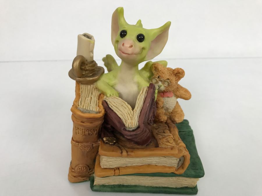 Hand Signed Whimsical World Of Pocket Dragons - Pocket Dragons And Friends Collectors Club - Collectors Special - Book Nook - 1992 Real Musgrave, CWS, LOL Limited - Made in UK [MV $350-$450 Unsigned] [Photo 2]