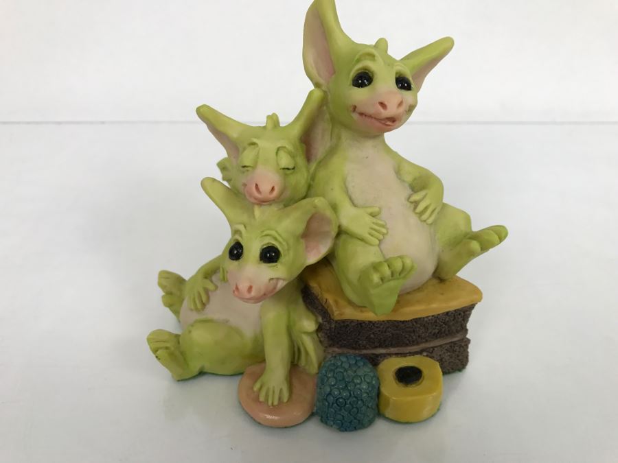 Hand Signed By Real Musgrave Pocket Dragon Figurine 1/94 - Whimsical World Of Pocket Dragons - Treasure! - 1993 Real Musgrave, CWS, LOL Limited - Hand Made in UK [MV $70-$100 Unsigned] [Photo 2]