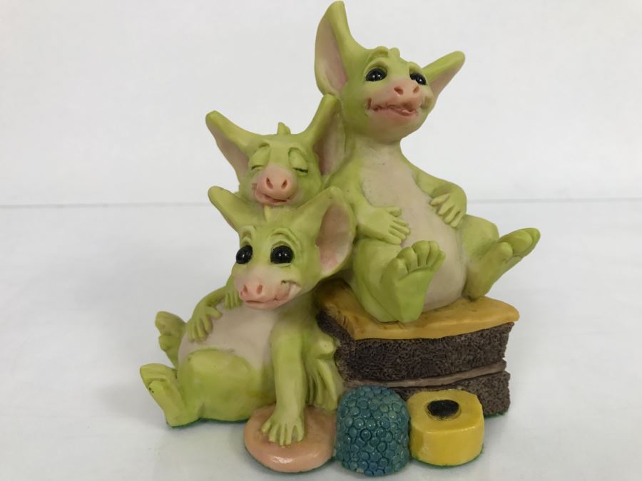 Hand Signed By Real Musgrave Pocket Dragon Figurine 1/94 - Whimsical World Of Pocket Dragons - Treasure! - 1993 Real Musgrave, CWS, LOL Limited - Hand Made in UK [MV $70-$100 Unsigned] [Photo 3]