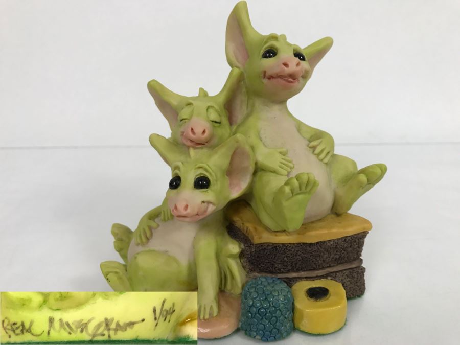 Hand Signed By Real Musgrave Pocket Dragon Figurine 1/94 - Whimsical World Of Pocket Dragons - Treasure! - 1993 Real Musgrave, CWS, LOL Limited - Hand Made in UK [MV $70-$100 Unsigned] [Photo 1]