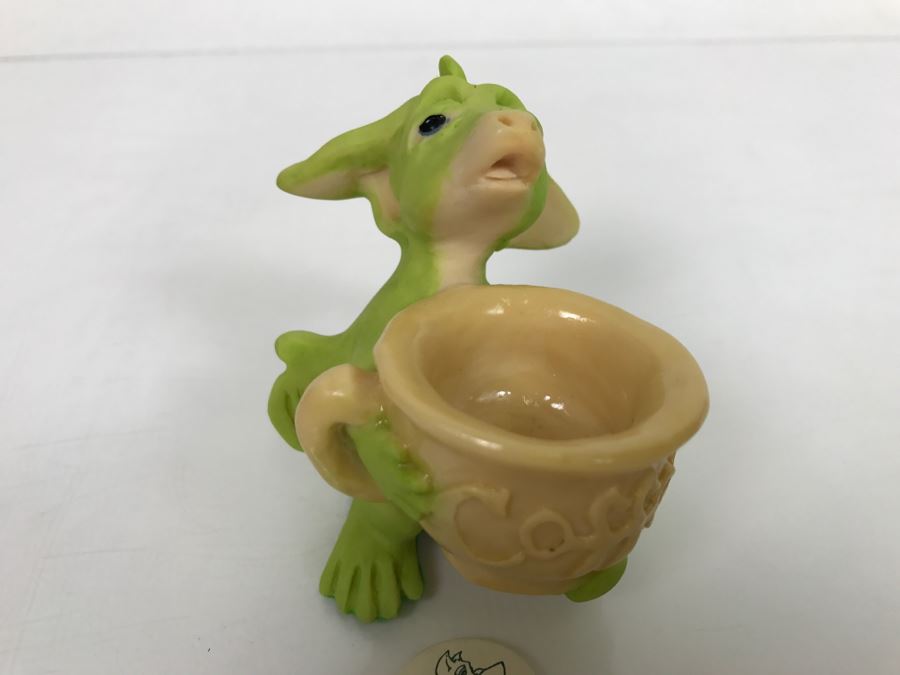 Whimsical World Of Pocket Dragons - Coffee Please - 1994 Real Musgrave/CWAL/CWSL - Handmade For Flambro Exclusive USA Distributor [MV $30-$40] [Photo 2]