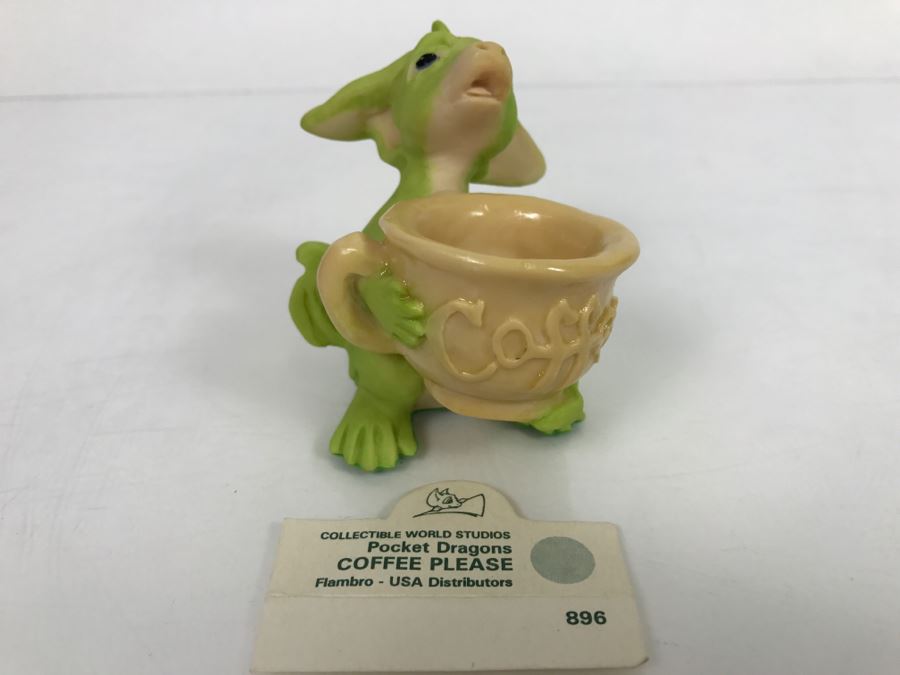 Whimsical World Of Pocket Dragons - Coffee Please - 1994 Real Musgrave/CWAL/CWSL - Handmade For Flambro Exclusive USA Distributor [MV $30-$40] [Photo 1]