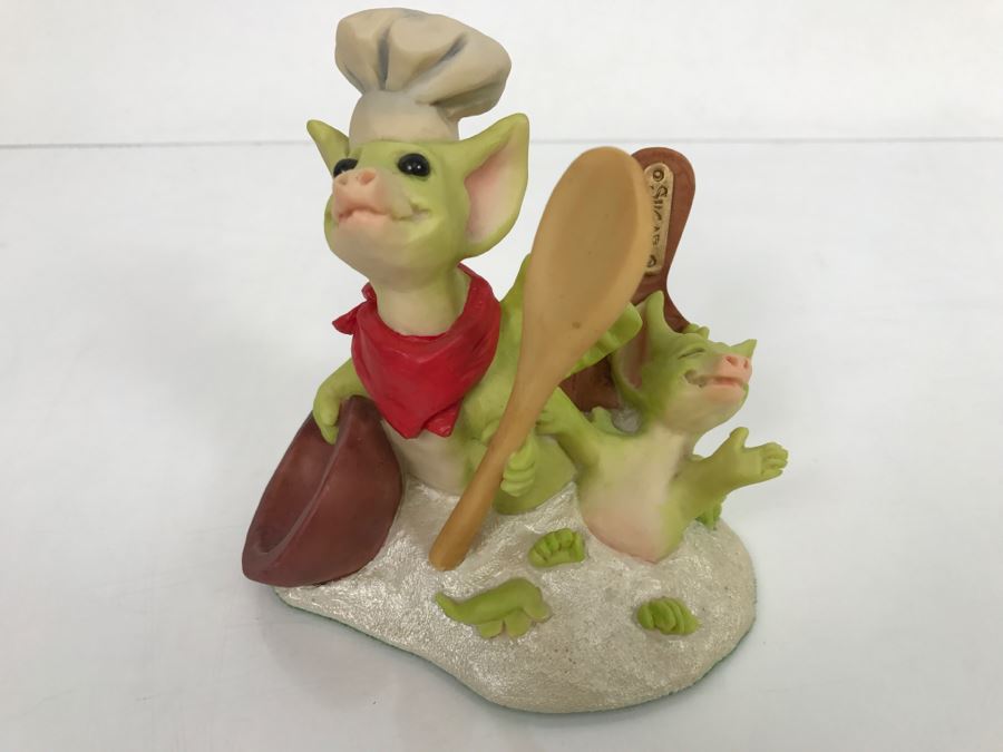 Hand Signed By Real Musgrave Pocket Dragon Figurine 1/94 - Whimsical World Of Pocket Dragons - Let’s Make Cookies! - 1993 Real Musgrave, CWS, LOL Limited - Hand Made in UK [MV $130-$160] [Photo 2]
