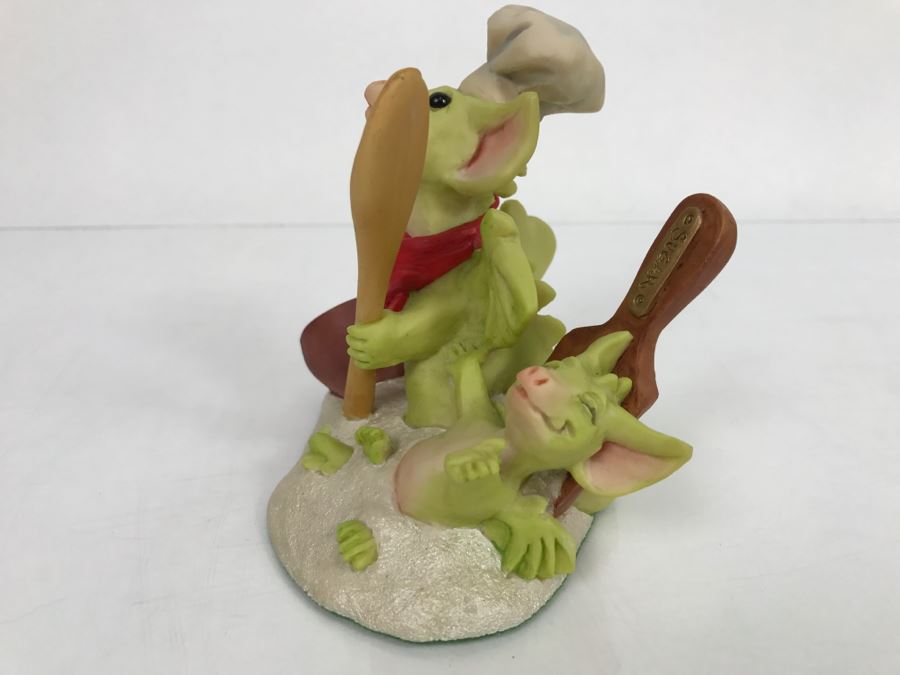 Hand Signed By Real Musgrave Pocket Dragon Figurine 1/94 - Whimsical World Of Pocket Dragons - Let’s Make Cookies! - 1993 Real Musgrave, CWS, LOL Limited - Hand Made in UK [MV $130-$160] [Photo 6]