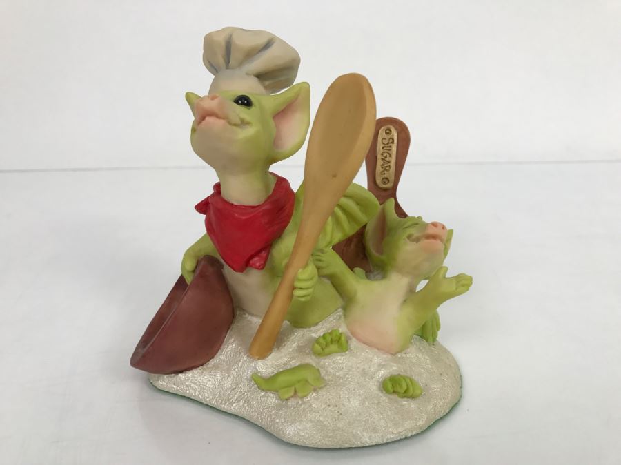 Hand Signed By Real Musgrave Pocket Dragon Figurine 1/94 - Whimsical World Of Pocket Dragons - Let’s Make Cookies! - 1993 Real Musgrave, CWS, LOL Limited - Hand Made in UK [MV $130-$160] [Photo 3]