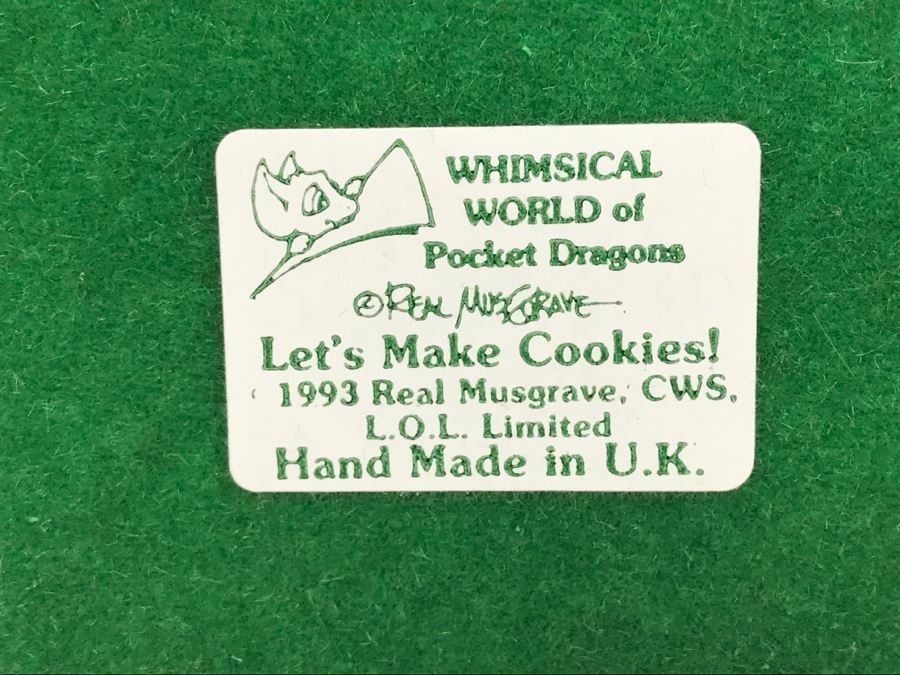 Hand Signed By Real Musgrave Pocket Dragon Figurine 1/94 - Whimsical World Of Pocket Dragons - Let’s Make Cookies! - 1993 Real Musgrave, CWS, LOL Limited - Hand Made in UK [MV $130-$160] [Photo 18]