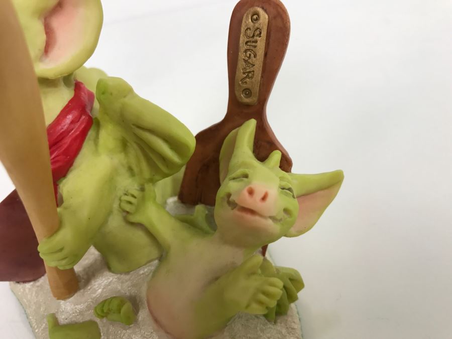 Hand Signed By Real Musgrave Pocket Dragon Figurine 1/94 - Whimsical World Of Pocket Dragons - Let’s Make Cookies! - 1993 Real Musgrave, CWS, LOL Limited - Hand Made in UK [MV $130-$160] [Photo 16]