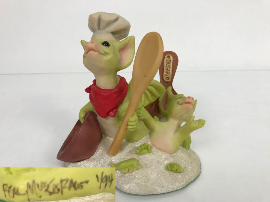 Hand Signed By Real Musgrave Pocket Dragon Figurine 1/94 - Whimsical World Of Pocket Dragons - Let’s Make Cookies! - 1993 Real Musgrave, CWS, LOL Limited - Hand Made in UK [MV $130-$160] [Photo 1]