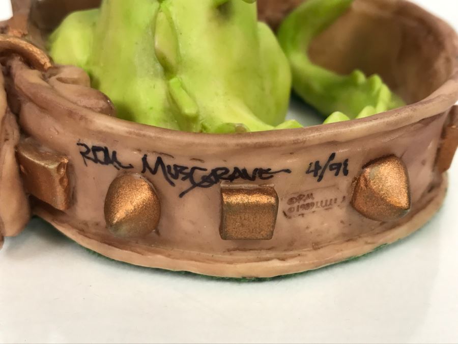 Hand Signed By Real Musgrave Pocket Dragon Figurine 4/91 - Whimsical World Of Pocket Dragons - Walkies?  - 1989 - Lilliput Lane Land Of Legend Limited - Hand Made in UK [MV $300-$400 Unsigned] [Photo 9]