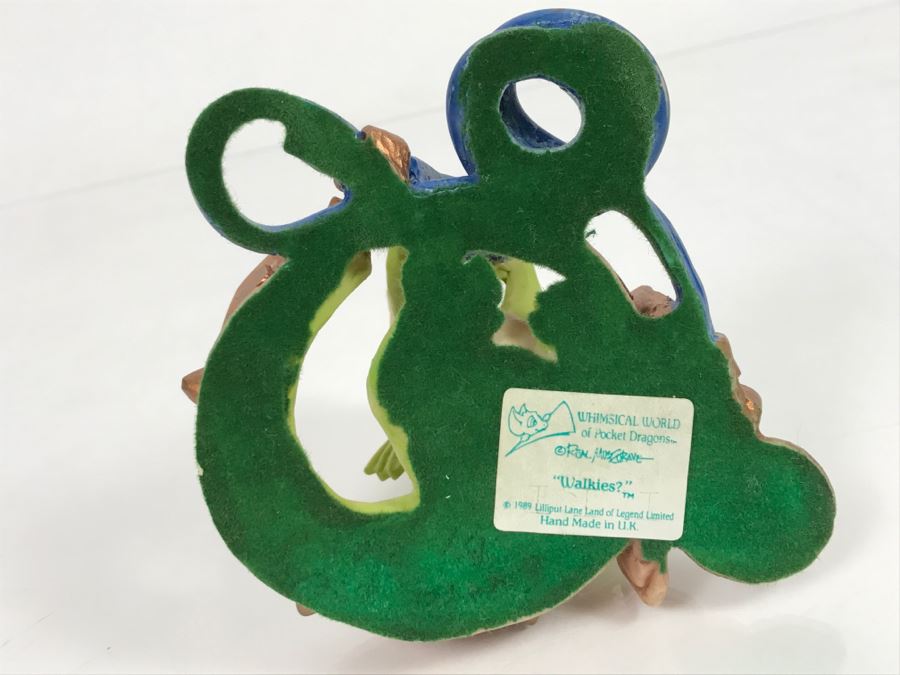 Hand Signed By Real Musgrave Pocket Dragon Figurine 4/91 - Whimsical World Of Pocket Dragons - Walkies?  - 1989 - Lilliput Lane Land Of Legend Limited - Hand Made in UK [MV $300-$400 Unsigned] [Photo 15]