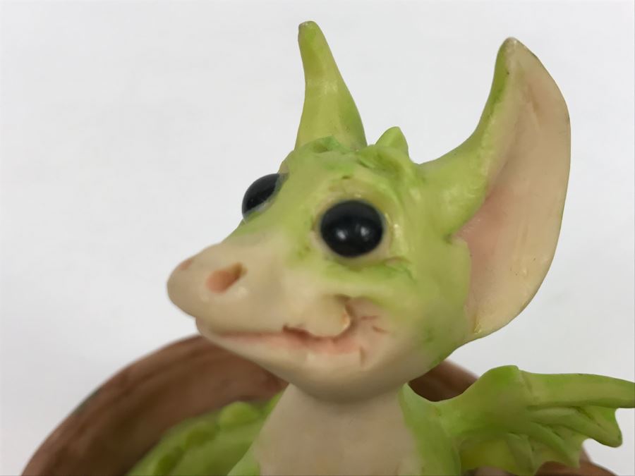 Hand Signed By Real Musgrave Pocket Dragon Figurine 4/91 - Whimsical World Of Pocket Dragons - Walkies?  - 1989 - Lilliput Lane Land Of Legend Limited - Hand Made in UK [MV $300-$400 Unsigned] [Photo 14]