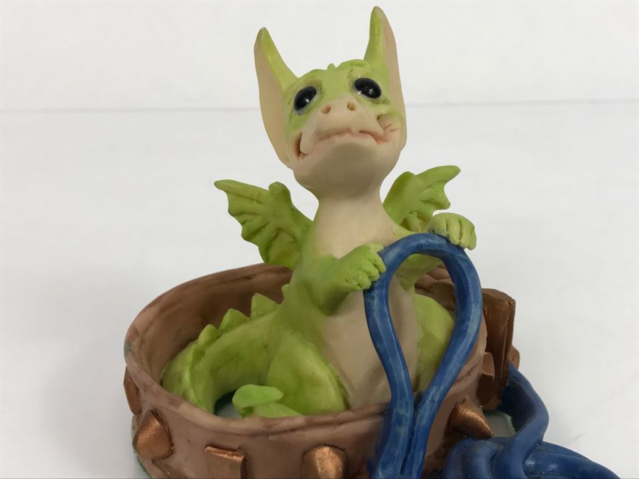 Hand Signed By Real Musgrave Pocket Dragon Figurine 4/91 - Whimsical World Of Pocket Dragons - Walkies?  - 1989 - Lilliput Lane Land Of Legend Limited - Hand Made in UK [MV $300-$400 Unsigned] [Photo 5]