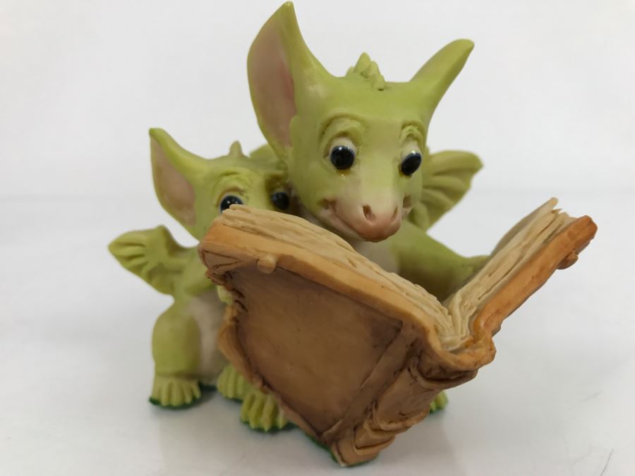 Hand Signed By Real Musgrave Pocket Dragon Figurine 1/94 - Whimsical World Of Pocket Dragons - Reading The Good Parts - 1992 Real Musgrave, CWS, LOL Limited - Hand Made in UK [MV $70-$90 Unsigned] [Photo 4]