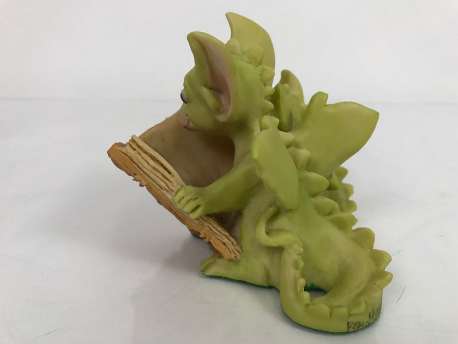 Hand Signed By Real Musgrave Pocket Dragon Figurine 1/94 - Whimsical World Of Pocket Dragons - Reading The Good Parts - 1992 Real Musgrave, CWS, LOL Limited - Hand Made in UK [MV $70-$90 Unsigned] [Photo 7]