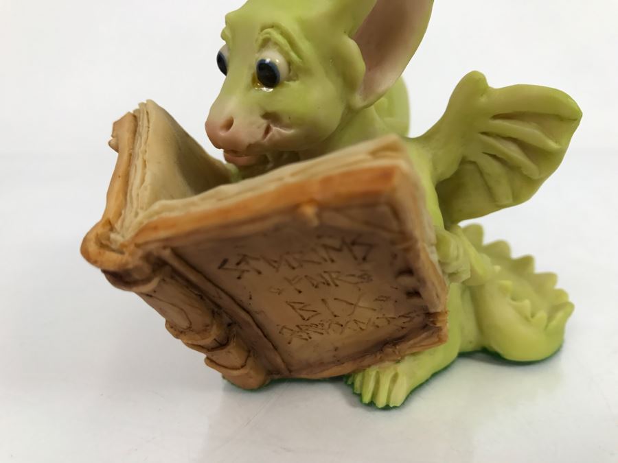 Hand Signed By Real Musgrave Pocket Dragon Figurine 1/94 - Whimsical World Of Pocket Dragons - Reading The Good Parts - 1992 Real Musgrave, CWS, LOL Limited - Hand Made in UK [MV $70-$90 Unsigned] [Photo 6]