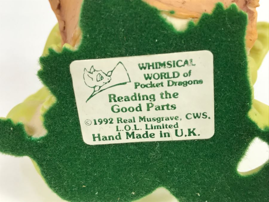 Hand Signed By Real Musgrave Pocket Dragon Figurine 1/94 - Whimsical World Of Pocket Dragons - Reading The Good Parts - 1992 Real Musgrave, CWS, LOL Limited - Hand Made in UK [MV $70-$90 Unsigned] [Photo 21]