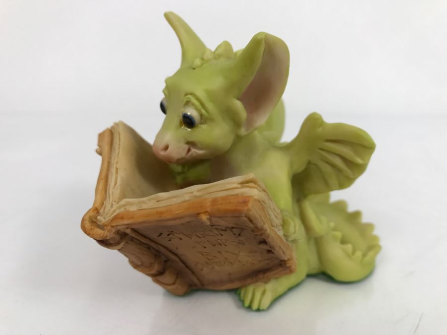 Hand Signed By Real Musgrave Pocket Dragon Figurine 1/94 - Whimsical World Of Pocket Dragons - Reading The Good Parts - 1992 Real Musgrave, CWS, LOL Limited - Hand Made in UK [MV $70-$90 Unsigned] [Photo 5]