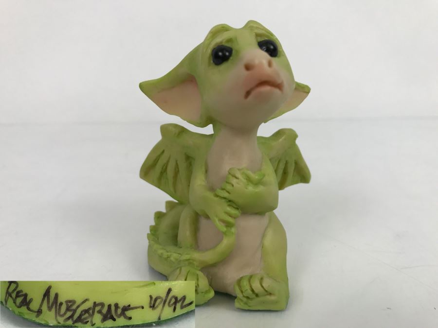 Hand Signed By Real Musgrave Pocket Dragons Figurine 10/92 - Whimsical World Of Pocket Dragons - I Didn’t Mean To... - 1991 LOL [MV $35-$45 Unsigned] [Photo 1]
