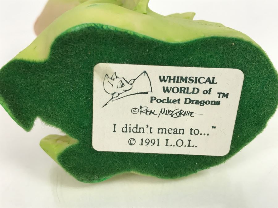 Hand Signed By Real Musgrave Pocket Dragons Figurine 10/92 - Whimsical World Of Pocket Dragons - I Didn’t Mean To... - 1991 LOL [MV $35-$45 Unsigned] [Photo 12]