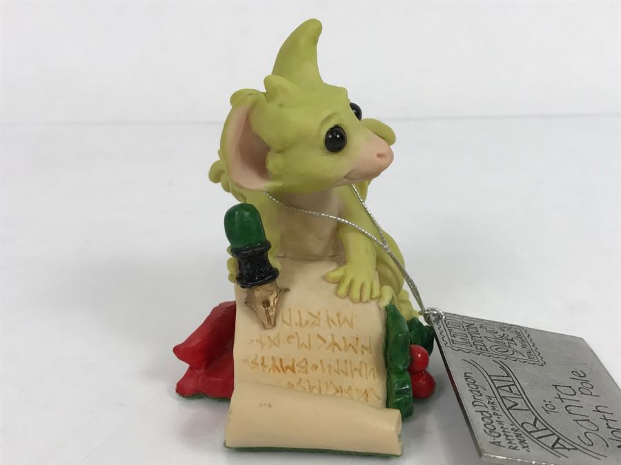 Hand Signed By Real Musgrave Pocket Dragon Figurine 7/94 - Whimsical World Of Pocket Dragons - Dear Santa - 1994 Real Musgrave, CWS Ltd/CWA Ltd - Hand Made in UK [MV $100-$120] [Photo 6]