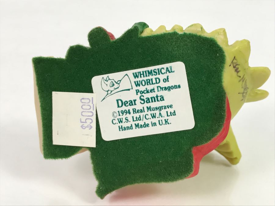 Hand Signed By Real Musgrave Pocket Dragon Figurine 7/94 - Whimsical World Of Pocket Dragons - Dear Santa - 1994 Real Musgrave, CWS Ltd/CWA Ltd - Hand Made in UK [MV $100-$120] [Photo 16]