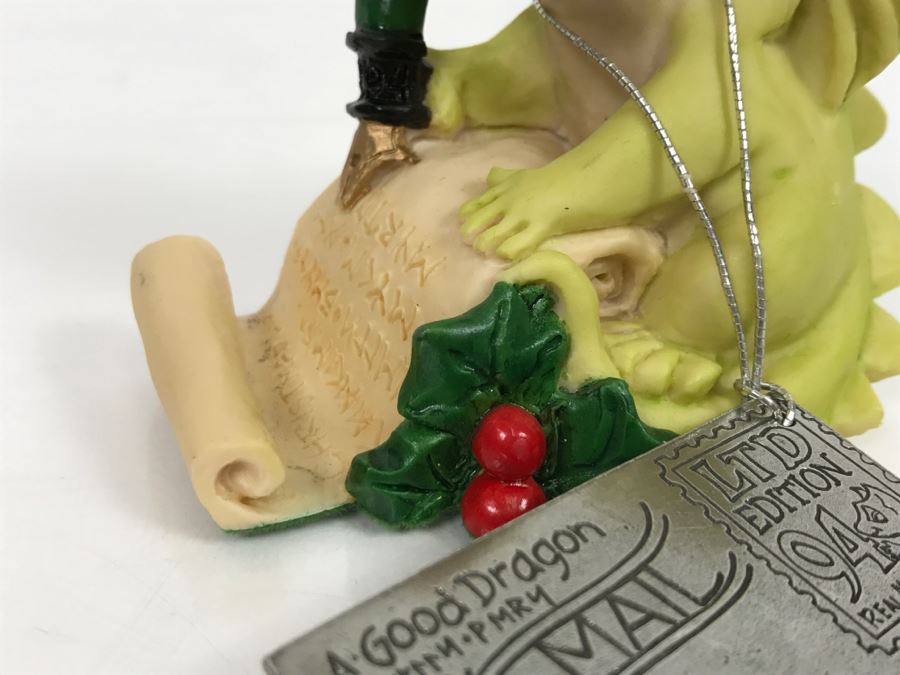 Hand Signed By Real Musgrave Pocket Dragon Figurine 7/94 - Whimsical World Of Pocket Dragons - Dear Santa - 1994 Real Musgrave, CWS Ltd/CWA Ltd - Hand Made in UK [MV $100-$120] [Photo 5]