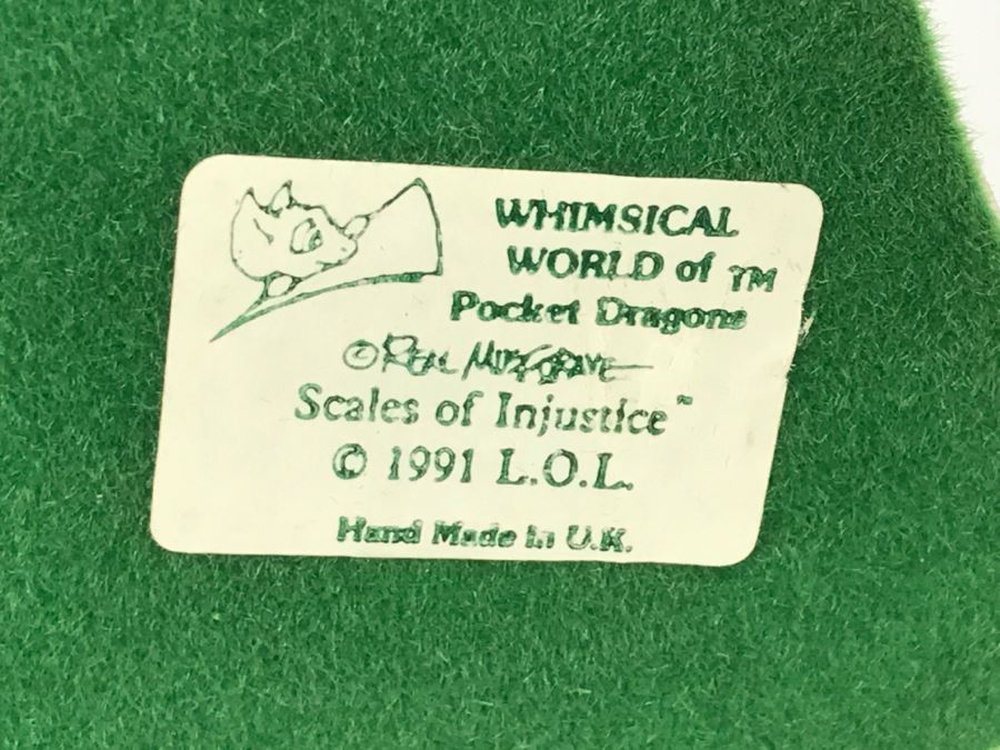 Hand Signed By Real Musgrave Pocket Dragon Figurine 1/94 - Whimsical World Of Pocket Dragons - Scales Of Injustice - 1991 LOL - Hand Made in UK [MV $80-$110] [Photo 16]