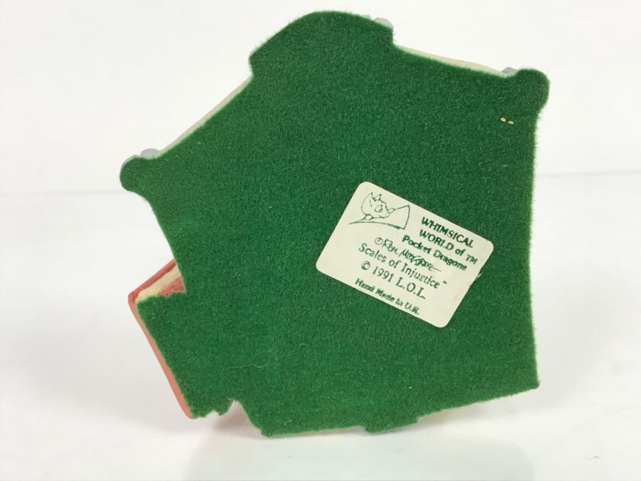 Hand Signed By Real Musgrave Pocket Dragon Figurine 1/94 - Whimsical World Of Pocket Dragons - Scales Of Injustice - 1991 LOL - Hand Made in UK [MV $80-$110] [Photo 15]