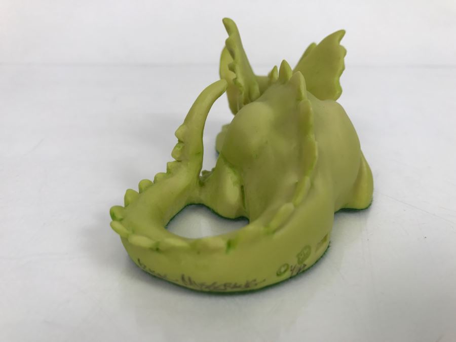 Hand Signed By Real Musgrave Pocket Dragon Figurine 4/91 - Whimsical World Of Pocket Dragons - Stalking The Cookie Jar  - 1989 - Lilliput Lane Land Of Legend Limited - Hand Made in UK [MV $30-$40 Unsigned] [Photo 8]