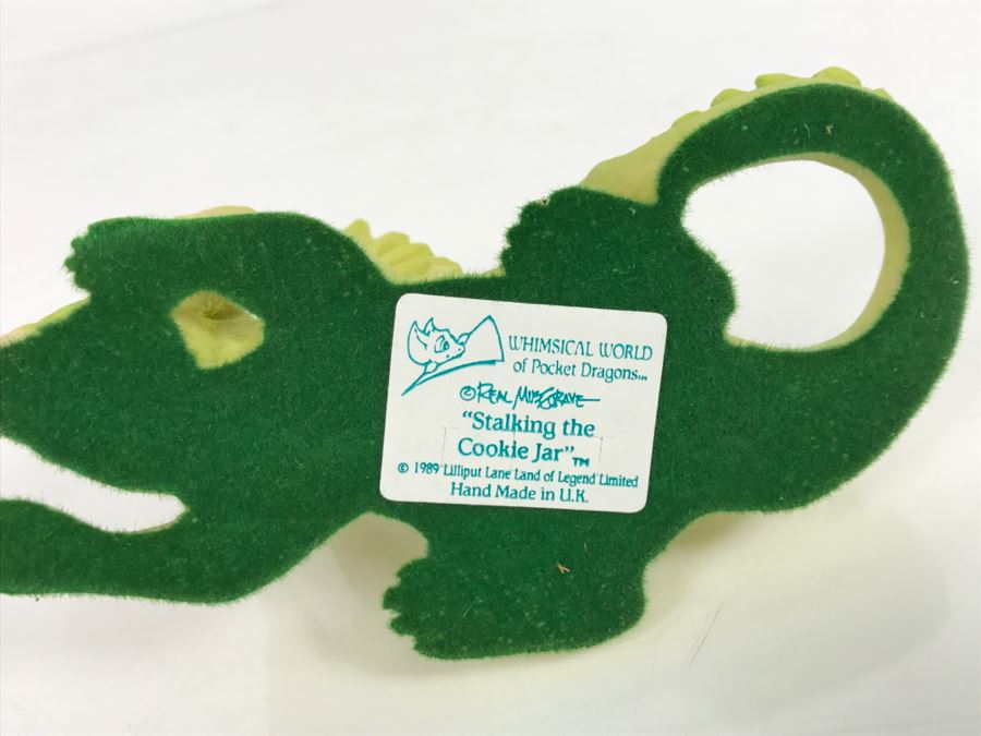 Hand Signed By Real Musgrave Pocket Dragon Figurine 4/91 - Whimsical World Of Pocket Dragons - Stalking The Cookie Jar  - 1989 - Lilliput Lane Land Of Legend Limited - Hand Made in UK [MV $30-$40 Unsigned] [Photo 14]