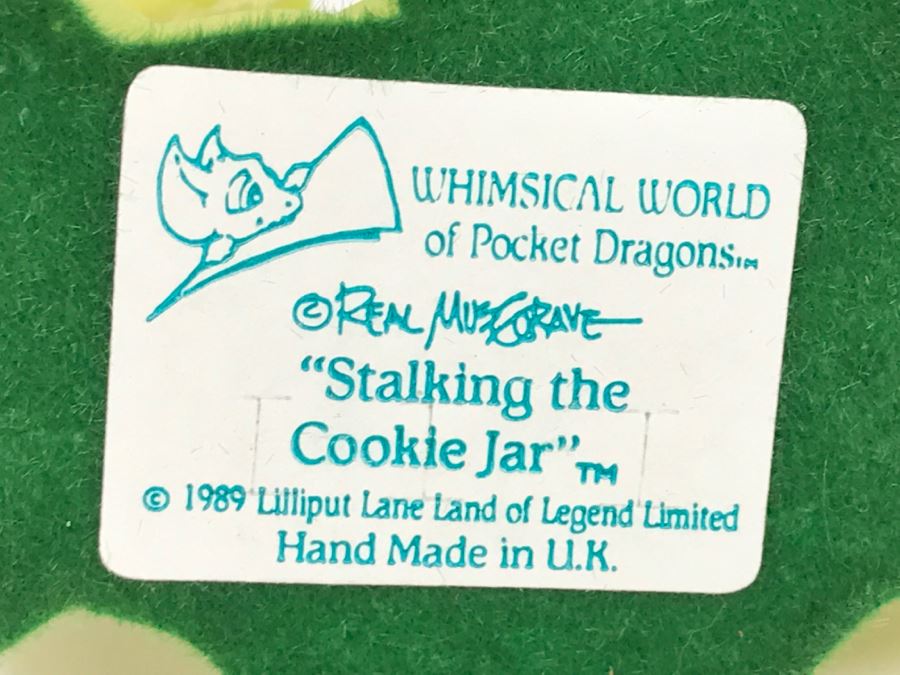 Hand Signed By Real Musgrave Pocket Dragon Figurine 4/91 - Whimsical World Of Pocket Dragons - Stalking The Cookie Jar  - 1989 - Lilliput Lane Land Of Legend Limited - Hand Made in UK [MV $30-$40 Unsigned] [Photo 15]