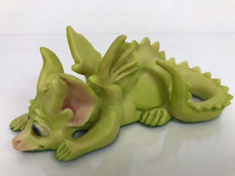 Hand Signed By Real Musgrave Pocket Dragon Figurine 4/91 - Whimsical World Of Pocket Dragons - Stalking The Cookie Jar  - 1989 - Lilliput Lane Land Of Legend Limited - Hand Made in UK [MV $30-$40 Unsigned] [Photo 2]