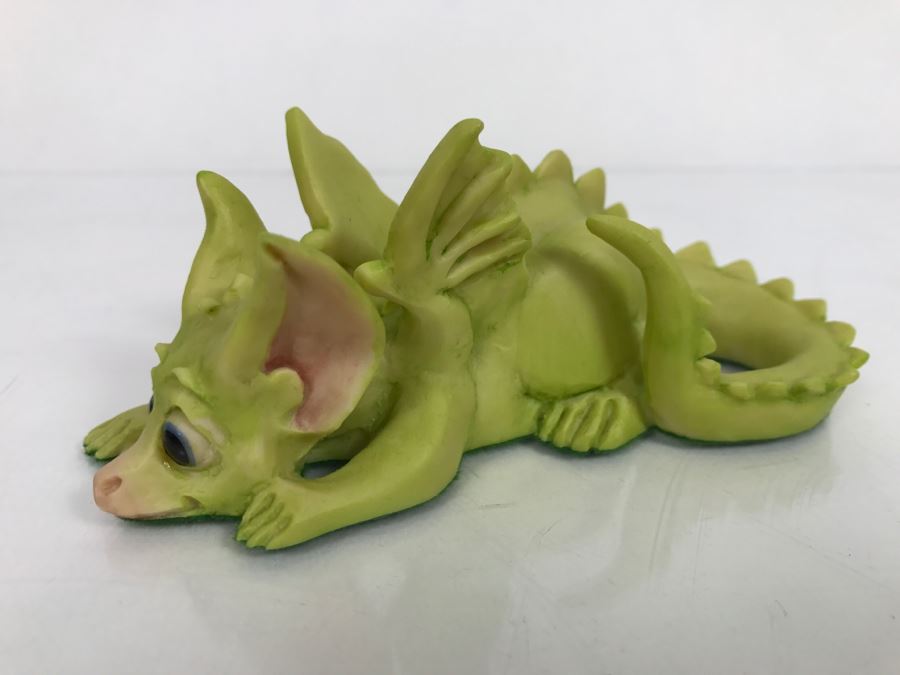 Hand Signed By Real Musgrave Pocket Dragon Figurine 4/91 - Whimsical World Of Pocket Dragons - Stalking The Cookie Jar  - 1989 - Lilliput Lane Land Of Legend Limited - Hand Made in UK [MV $30-$40 Unsigned] [Photo 3]