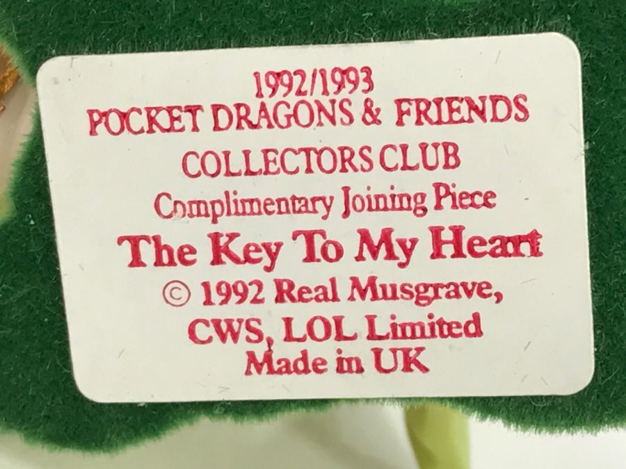 Hand Signed By Real Musgrave 3/93 - Whimsical World Of Pocket Dragons - Pocket Dragons And Friends Collectors Club - Complimentary Joining Piece - The Key to My Heart - 1992 Real Musgrave, CWS, LOL Limited - Made in UK [MV $150-$175 Unsigned] [Photo 12]