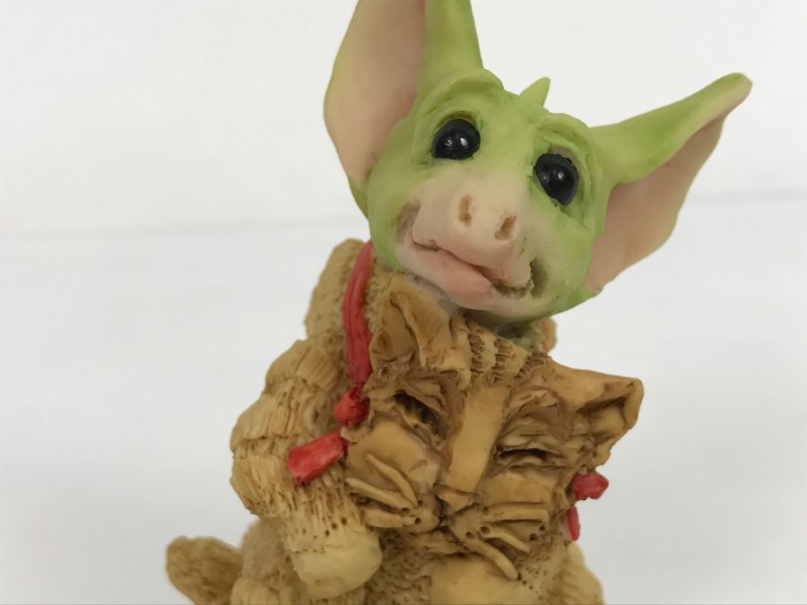 Hand Signed By Real Musgrave Pocket Dragon Figurine - Whimsical World Of Pocket Dragons - I’m A Kitty  - 1990 - Lilliput Lane Land Of Legend Limited - Hand Made in UK [MV $150-$175] [Photo 3]